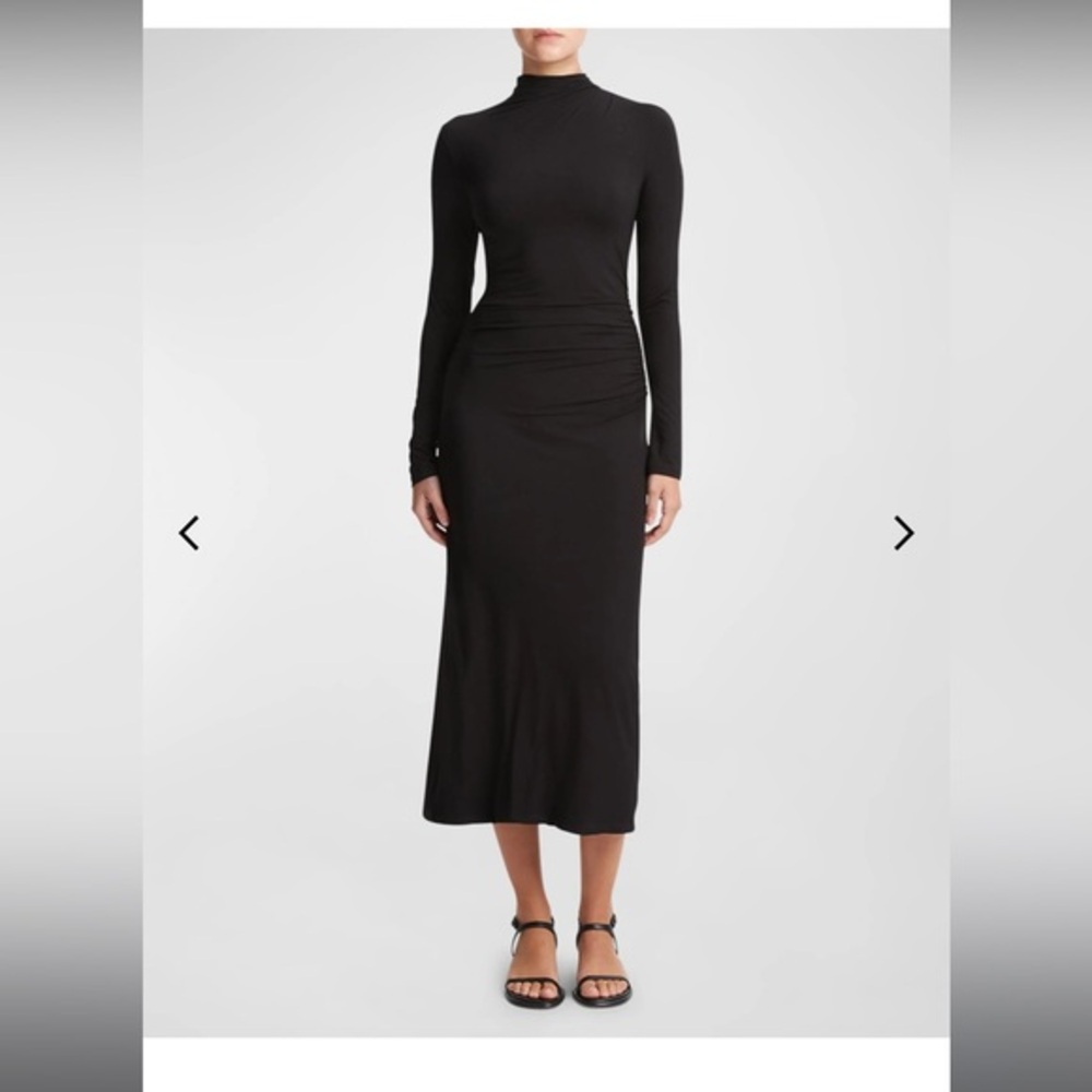 Vince
Long-Sleeve Ruched TurtleNeck Midi Dress